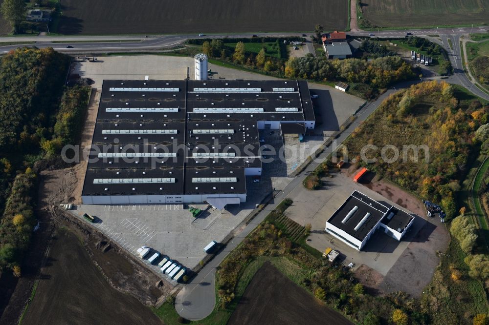 Aerial image Köthen - Complex of buildings in the commercial area in Cöthen in Saxony-Anhalt