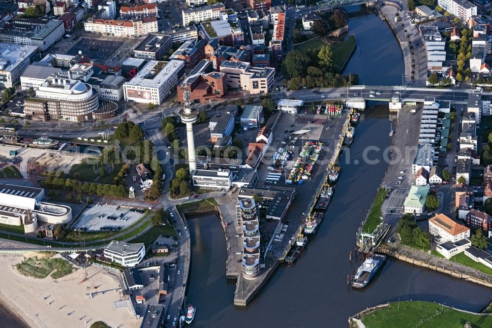 Bremerhaven from the bird's eye view: Building complex of the university Bremerhafen sowie of Richtfunkturm in Bremerhaven in the state Bremen, Germany