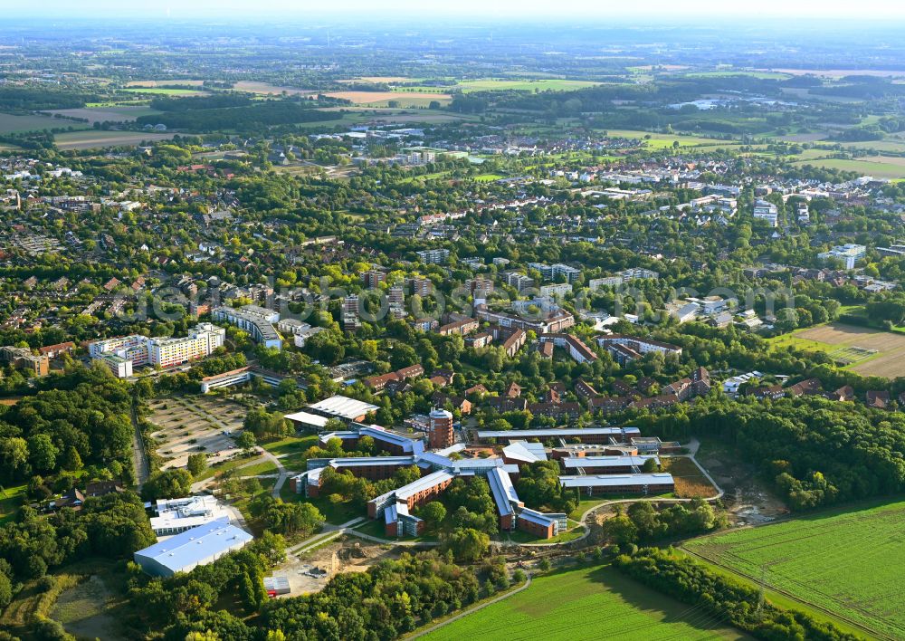 Aerial image Münster - Building complex of the university Hochschule of Bundes fuer oeffentliche Verwaltung - Fachbereich Finanzen in Muenster in the state North Rhine-Westphalia, Germany