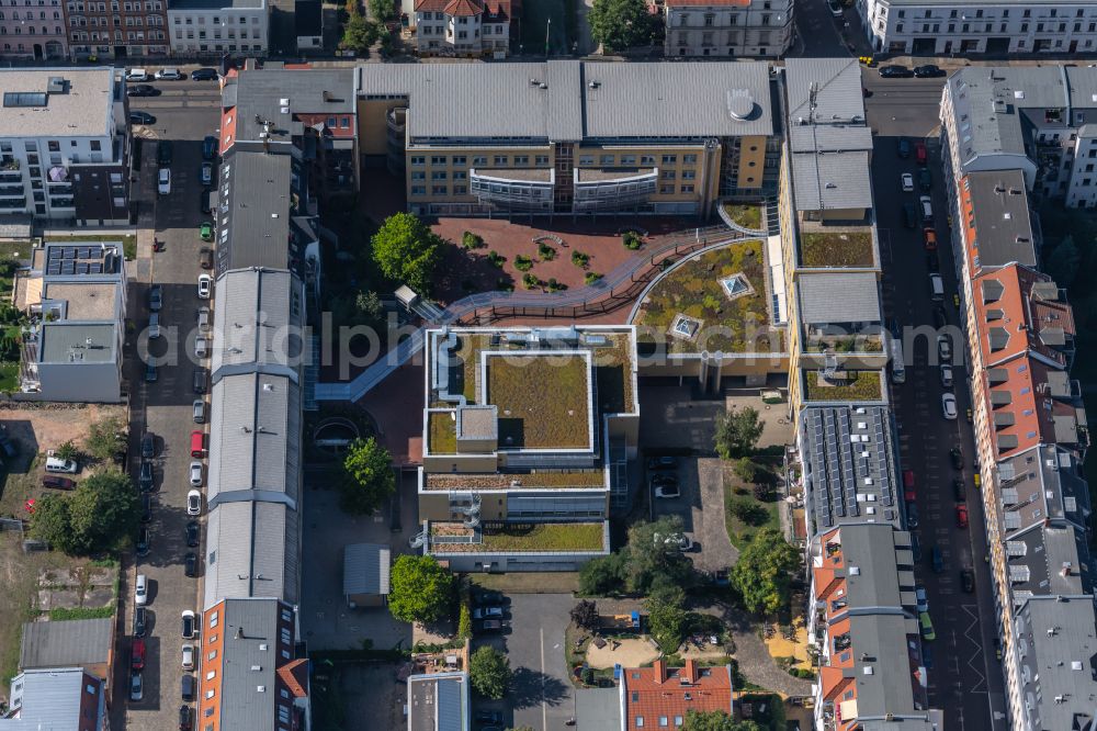 Leipzig from above - Building complex of the university HTWK Leipzig (Hochschule fuer Technik, Wirtschaft and Kultur Leipzig) in Leipzig in the state Saxony, Germany