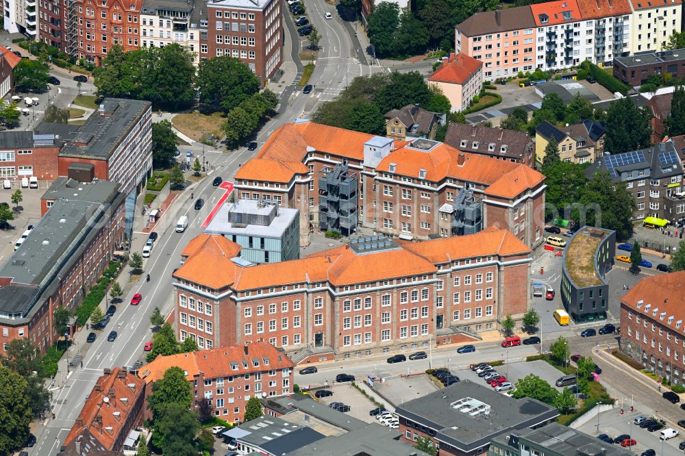 Aerial image Kiel - Building complex of the university Muthesius Kunsthochschule on street Legienstrasse in the district Damperhof in Kiel in the state Schleswig-Holstein, Germany