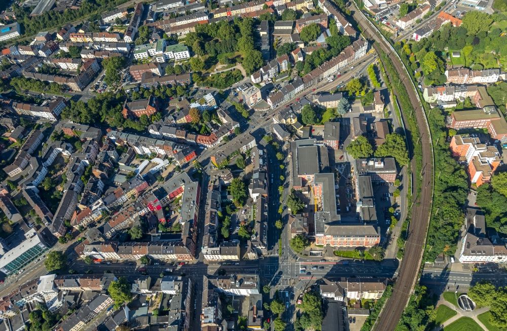 Aerial image Bochum - Building complex of the university Technische Hochschule Georg Agricola on Herner Strasse in Bochum in the state North Rhine-Westphalia, Germany