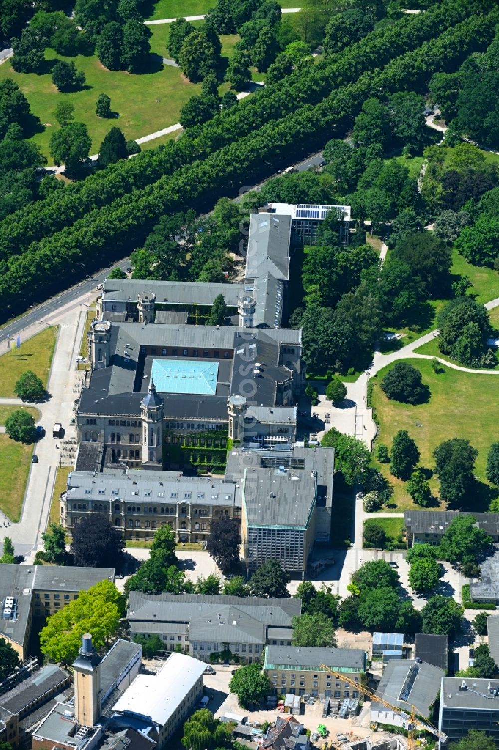 Hannover from above - Building complex of the university Wilhelm Buechner Hochschule on Welfengarten in Hannover in the state Lower Saxony, Germany