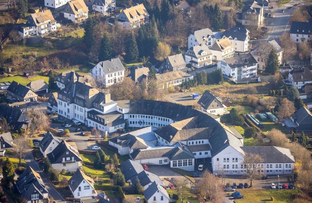 Aerial image Schmallenberg - Complex of the hotel building Berghotel Hoher Knochen in the district Langewiese in Schmallenberg in the state North Rhine-Westphalia, Germany