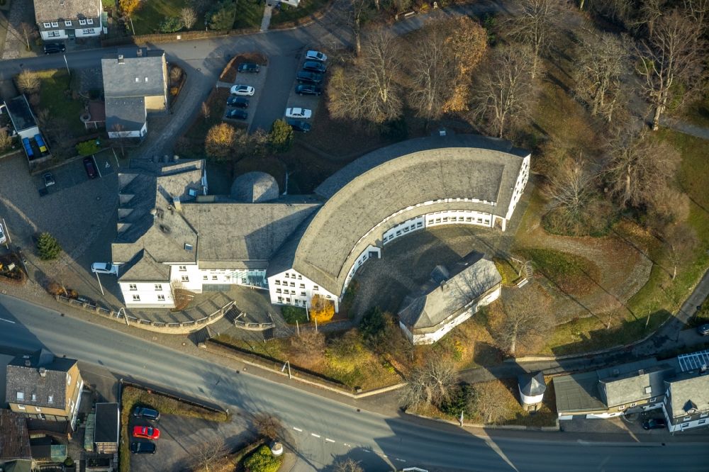 Schmallenberg from the bird's eye view: Complex of the hotel building Berghotel Hoher Knochen in the district Langewiese in Schmallenberg in the state North Rhine-Westphalia, Germany