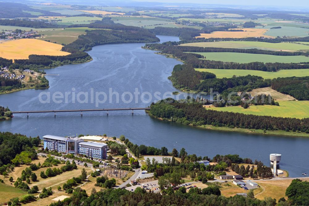 Zeulenroda-Triebes from the bird's eye view: Complex of the hotel building Bio-Seehotel on Bauerfeindallee in Zeulenroda-Triebes in the state Thuringia, Germany