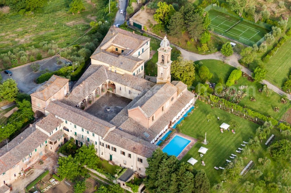 Siena from the bird's eye view: Complex of the hotel building Certosa di Maggiano in Siena in Toskana, Italy