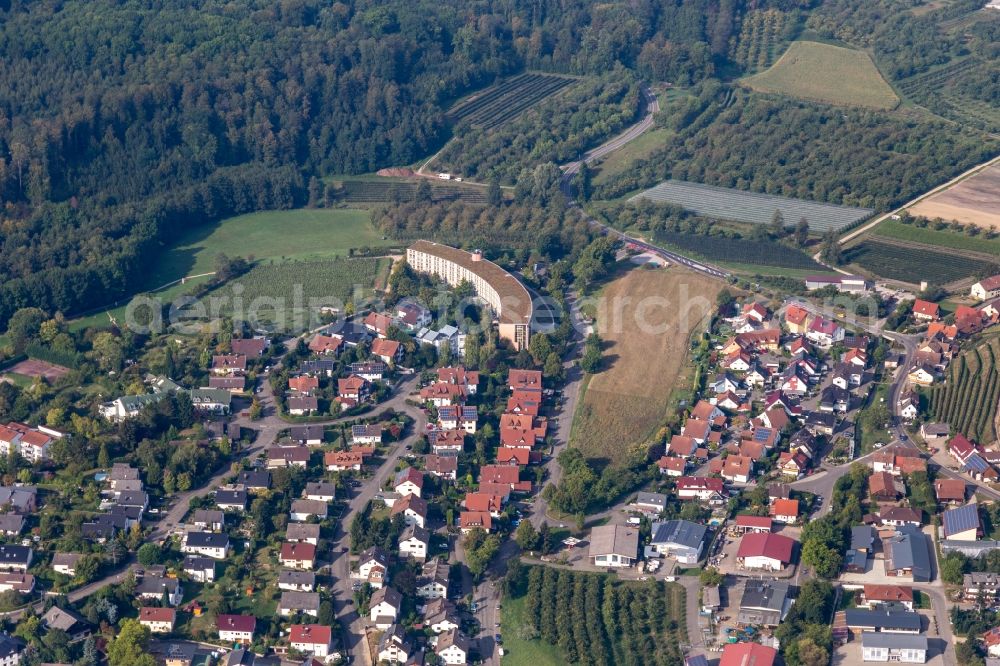 Durbach from above - Complex of the hotel building Dorint Hotel Durbach/Schwarzwald in the district Ebersweier in Durbach in the state Baden-Wuerttemberg, Germany