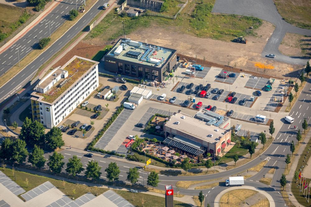 Aerial image Oberhausen - Complex of the hotel building of B&B Hotel Oberhausen on Centro on Brammenring in Oberhausen in the state North Rhine-Westphalia, Germany