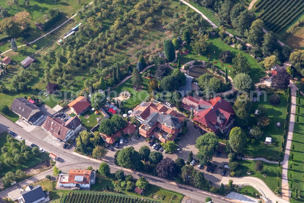 Durbach from above - Complex of the hotel building Hotel Restaurant Rebstock Durbach in Durbach in the state Baden-Wuerttemberg, Germany