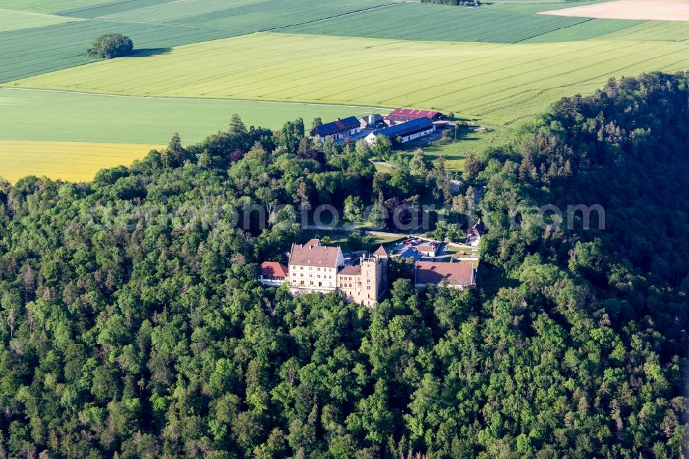 Starzach from above - Complex of the hotel building Hotel Schloss Weitenburg in Starzach in the state Baden-Wurttemberg, Germany