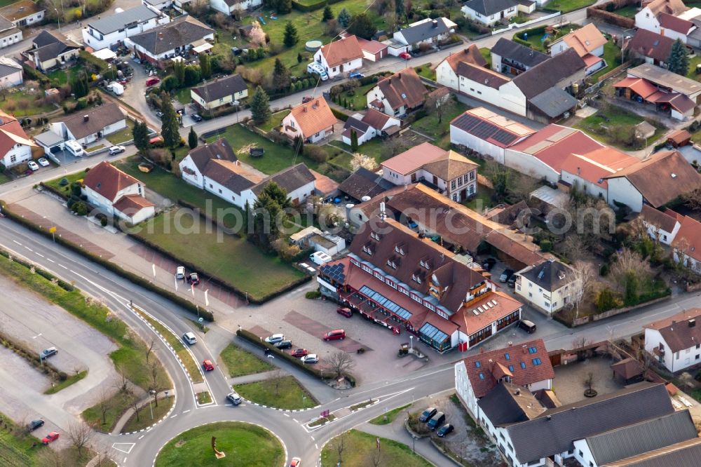 Aerial photograph Schweigen-Rechtenbach - Complex of the hotel building of Hotel Schweigener Hof in Schweigen-Rechtenbach in the state Rhineland-Palatinate, Germany