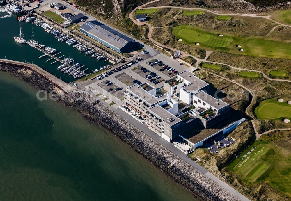 Hörnum (Sylt) from the bird's eye view: Complex of the hotel building in Hoernum (Sylt) in the state Schleswig-Holstein, Germany