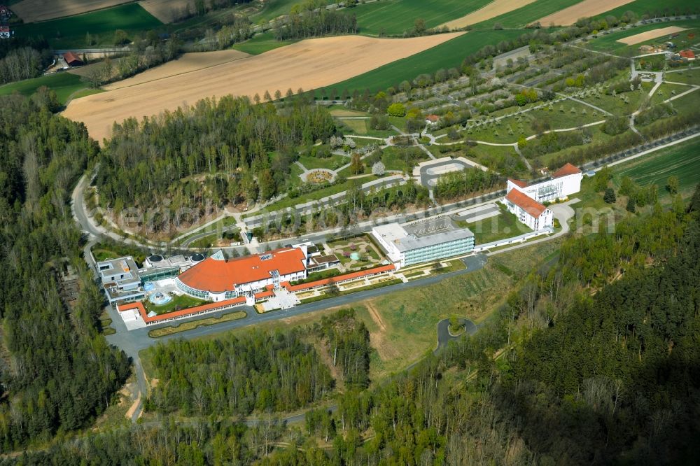 Aerial image Neualbenreuth - Complex of the hotel building Kurhotel Pyramide Sibyllenbad in Neualbenreuth in the state Bavaria, Germany
