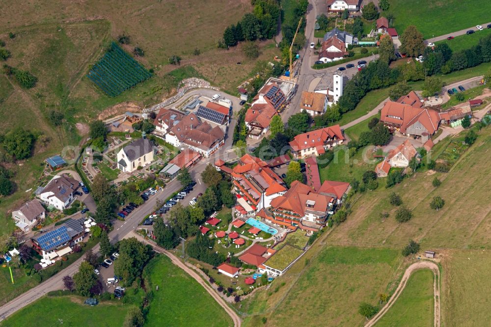 Aerial image Brettental - Complex of the hotel building Ludinmuehle in Brettental in the state Baden-Wurttemberg, Germany