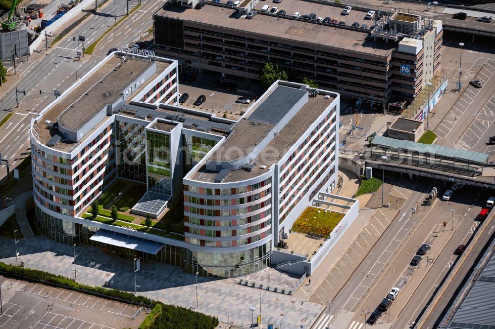 Aerial image Stuttgart - Complex of the hotel building Moevenpick Hotel in the district Echterdingen in Stuttgart in the state Baden-Wuerttemberg, Germany