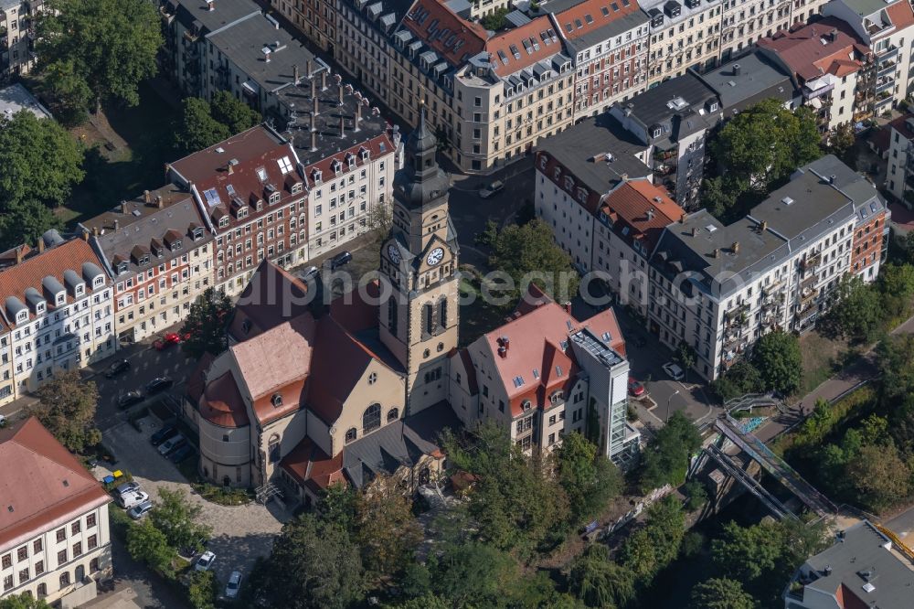 Leipzig from the bird's eye view: Complex of the hotel building PHILIPPUS Leipzig Inklusionshotel in on Aurelienstrasse in the district Lindenau in Leipzig in the state Saxony, Germany