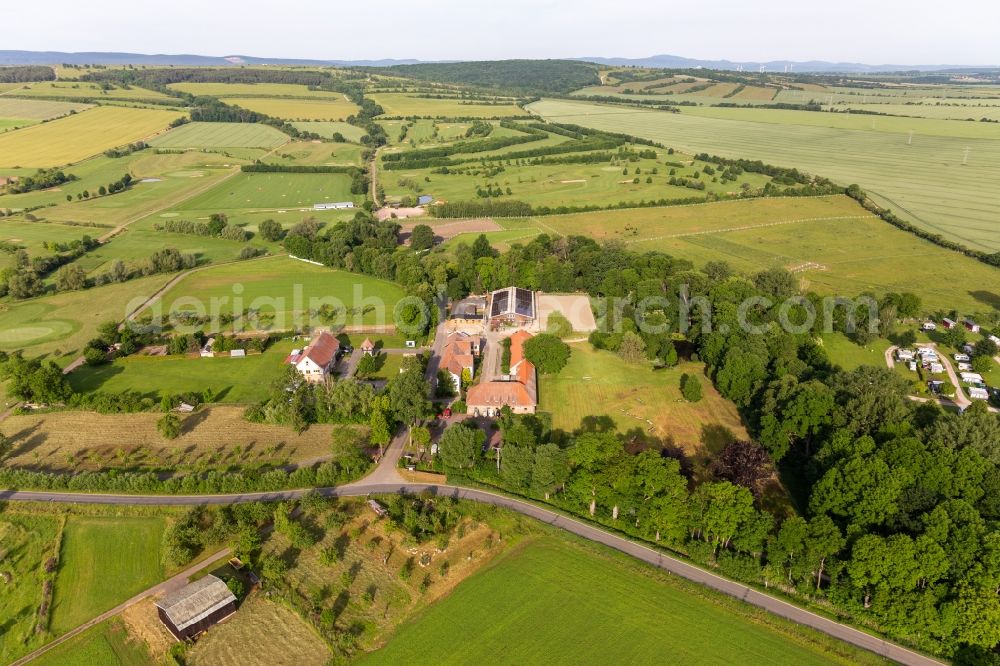 Aerial photograph Mühlberg - Complex of the hotel building Restaurant Hotel Taubennest in Muehlberg in the state Thuringia, Germany