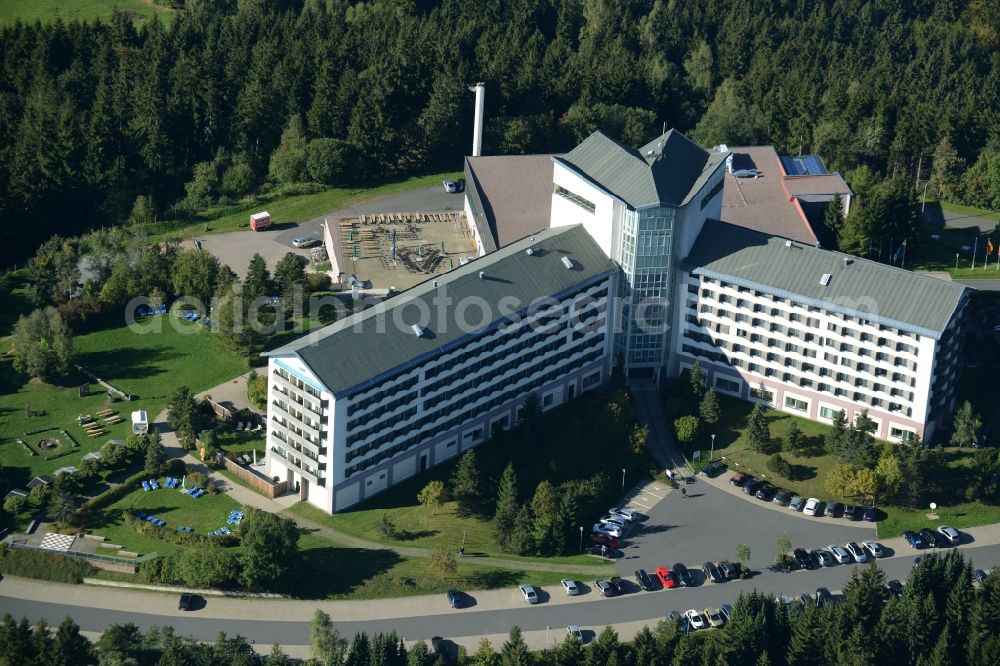 Suhl from above - Complex of the hotel building Ringberg-Hotel in Suhl in the state Thuringia