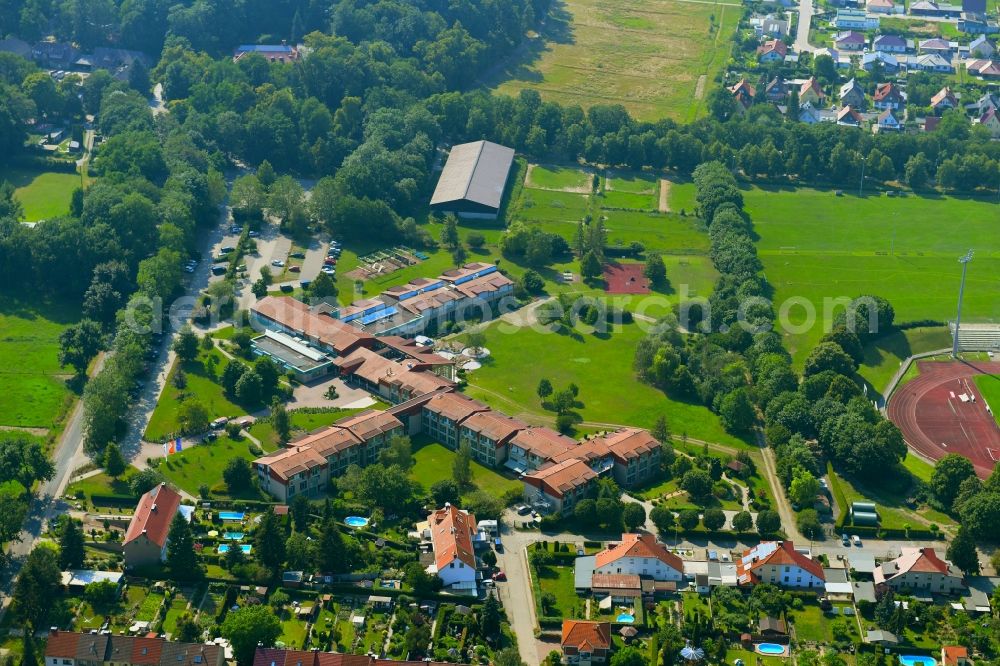 Aerial photograph Halberstadt - Complex of the hotel building K6 Seminarhotel on Sportzentrum on Kirschallee in Halberstadt in the state Saxony-Anhalt, Germany
