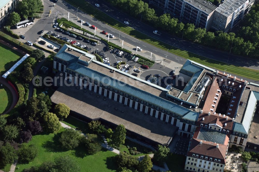 Aerial photograph Dresden - Complex of the hotel building The Westin Bellevue, Dresden in the Grosse Meisner Strasse in Dresden in the state Saxony