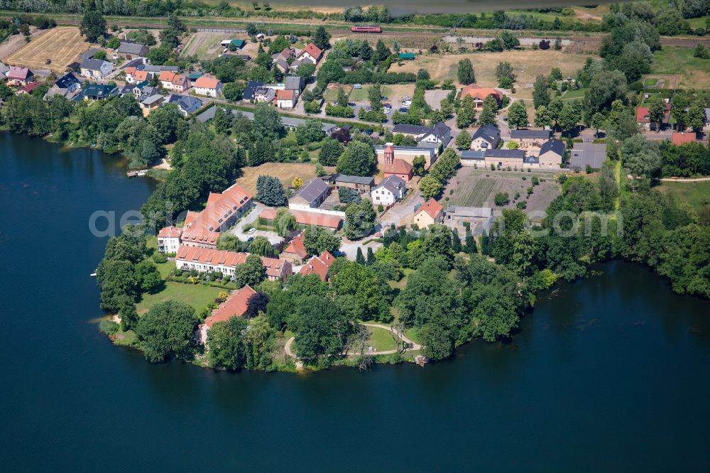 Kemnitz from above - Complex of the hotel building Zum Rittmeister on street Seestrasse in Kemnitz in the state Brandenburg, Germany