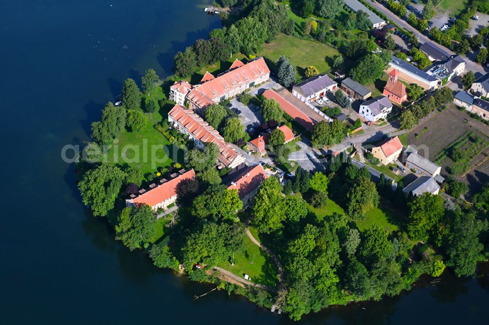 Kemnitz from above - Complex of the hotel building Zum Rittmeister on street Seestrasse in Kemnitz in the state Brandenburg, Germany