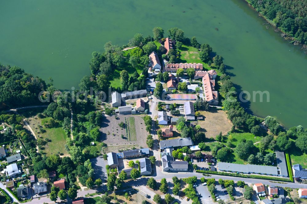 Kemnitz from the bird's eye view: Complex of the hotel building Zum Rittmeister on street Seestrasse in Kemnitz in the state Brandenburg, Germany