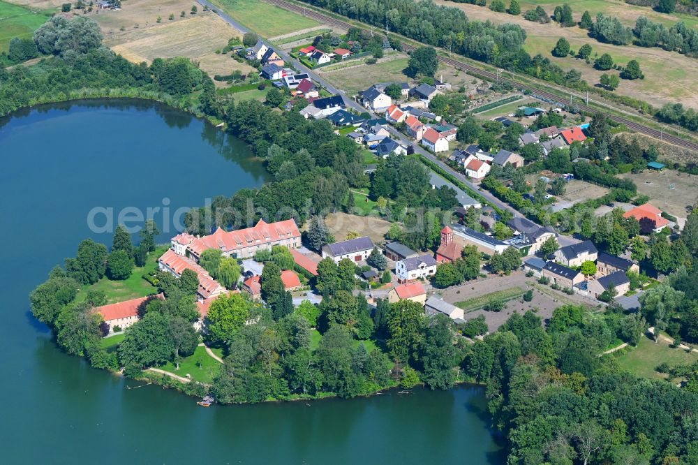 Aerial image Kemnitz - Complex of the hotel building Zum Rittmeister on street Seestrasse in Kemnitz in the state Brandenburg, Germany