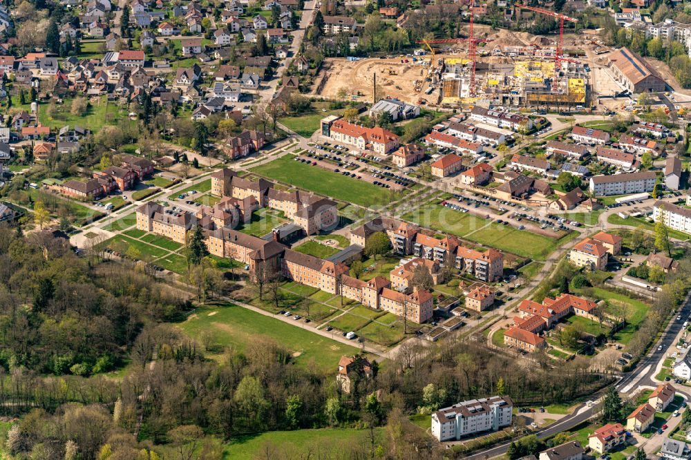 Achern from above - Building complex of Illenau heute with Stadtverwaltung, Museen and Behoerden in Achern in the state Baden-Wurttemberg, Germany