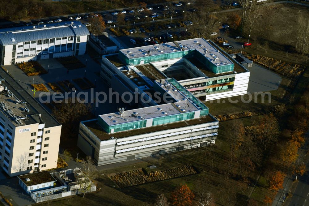 Berlin from the bird's eye view: Building complex of the institute Chemical laboratory building of the Federal Institute for Materials Testing and Research BAM on Richard-Willstaetter-Strasse in Berlin, Germany