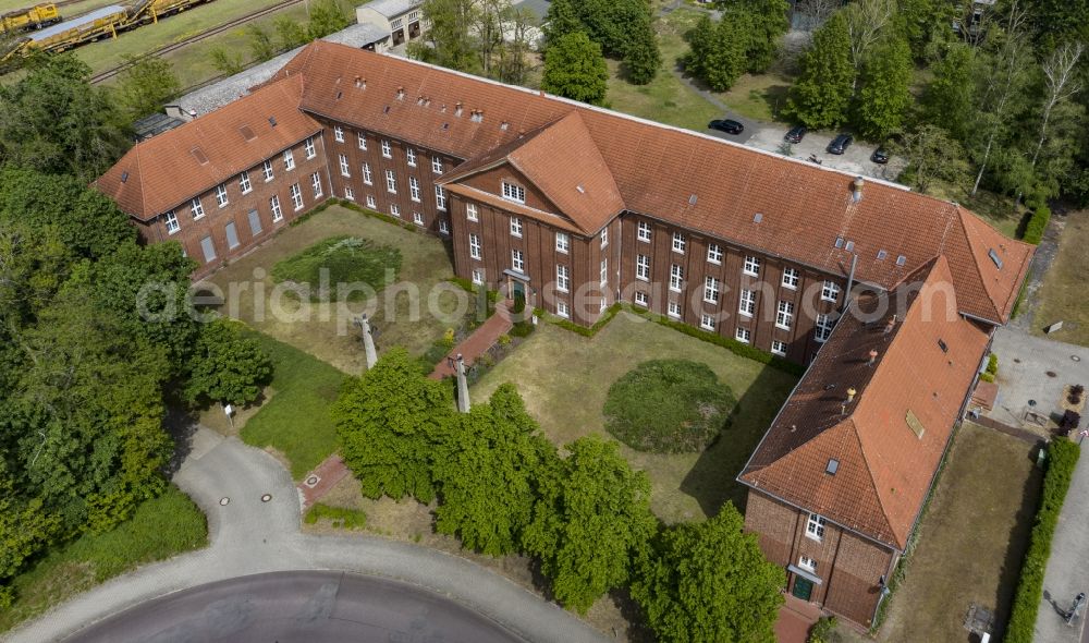 Aerial photograph Kirchmöser - Building complex of the Institute Deutsche Bahn Umweltservice (TUS) in Kirchmoeser in the state Brandenburg, Germany