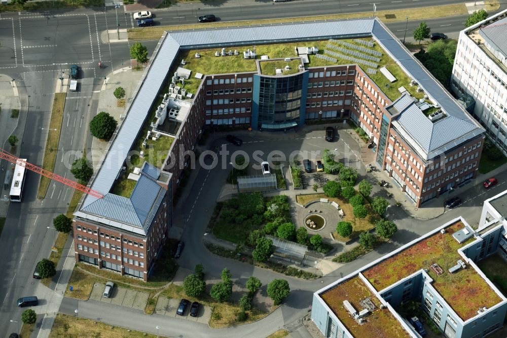 Aerial photograph Berlin - Building complex of the Institute IFG - Institute for Scientific Instruments GmbH on Rudower Chaussee in the district Johannesthal in Berlin, Germany