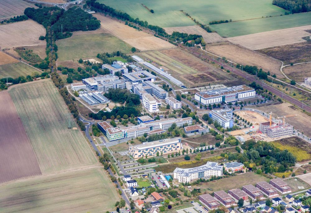 Aerial image Potsdam - Building complex of the Institute Max-Planck-Institut - Fraunhofer on street Am Muehlenberg in the district Golm in Potsdam in the state Brandenburg, Germany