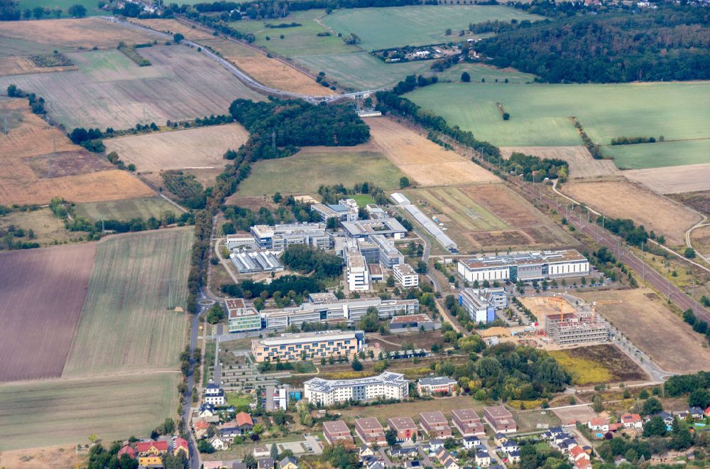 Aerial image Potsdam - Building complex of the Institute Max-Planck-Institut - Fraunhofer on street Am Muehlenberg in the district Golm in Potsdam in the state Brandenburg, Germany
