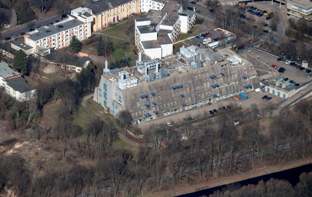 Berlin from the bird's eye view: Building complex of the Institute and animal testing laboratory Maeusebunker in the district Lichterfelde in Berlin, Germany