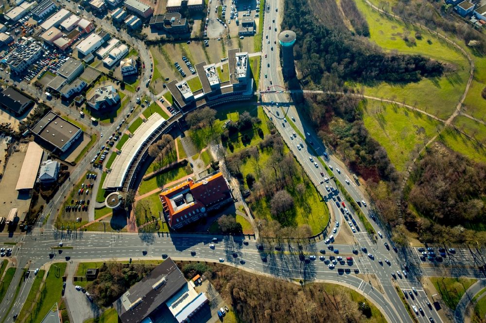 Aerial image Oberhausen - Building complex of the Institute of Technology Center TZU Environmental Management GmbH at the Muelheimer Strasse in Oberhausen in North Rhine-Westphalia