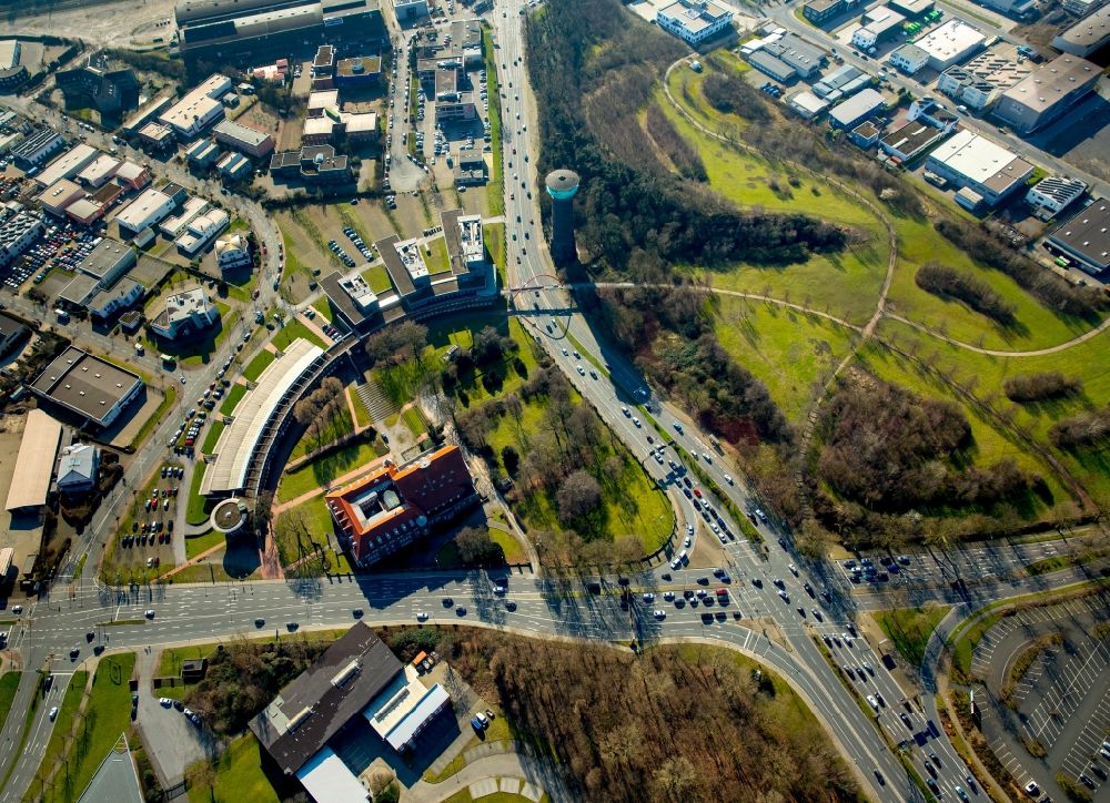Aerial photograph Oberhausen - Building complex of the Institute of Technology Center TZU Environmental Management GmbH at the Muelheimer Strasse in Oberhausen in North Rhine-Westphalia