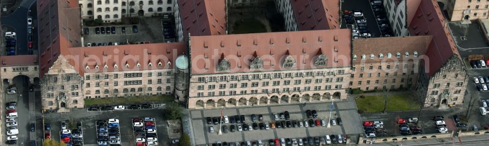 Nürnberg from above - Building complex of the Justizpalast on Fuerther Strasse court of in Nuremberg in the state Bavaria