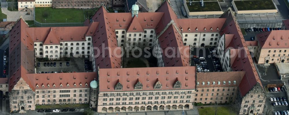 Nürnberg from the bird's eye view: Building complex of the Justizpalast on Fuerther Strasse court of in Nuremberg in the state Bavaria