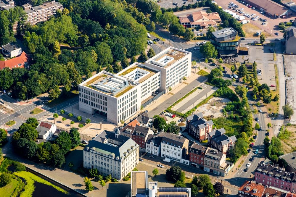Gelsenkirchen from above - Building complex of the new center of Justice of Gelsenkirchen in the state of North Rhine-Westphalia