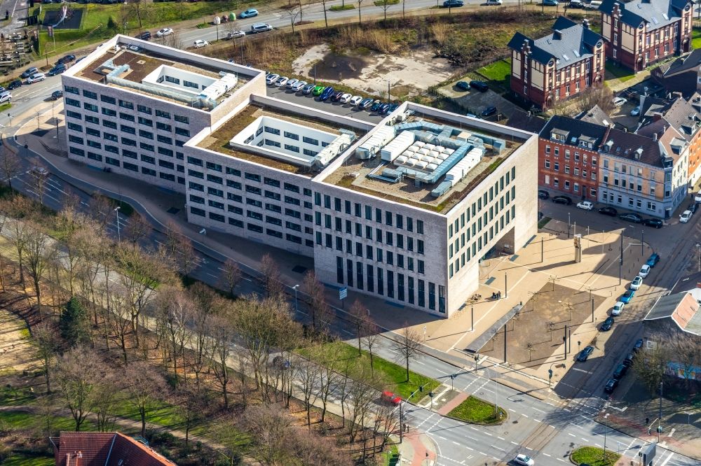 Aerial photograph Gelsenkirchen - Building complex of the new center of Justice of Gelsenkirchen in the state of North Rhine-Westphalia