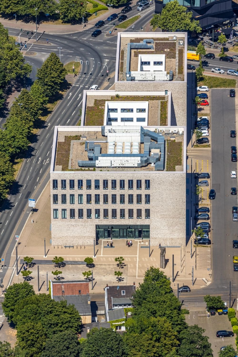 Gelsenkirchen from the bird's eye view: Building complex of the new center of Justice of Gelsenkirchen in the state of North Rhine-Westphalia
