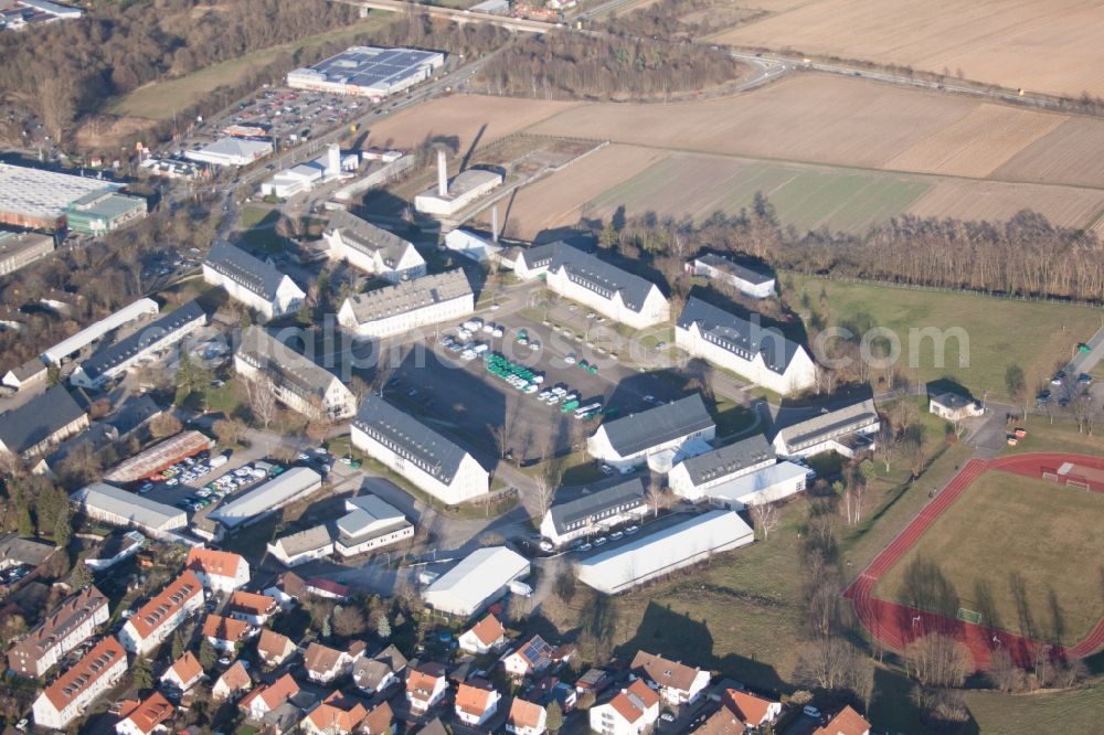 Aerial image Bad Bergzabern - Building complex of the German State Police barracks Bad Bergzabern in Bad Bergzabern in the state Rhineland-Palatinate