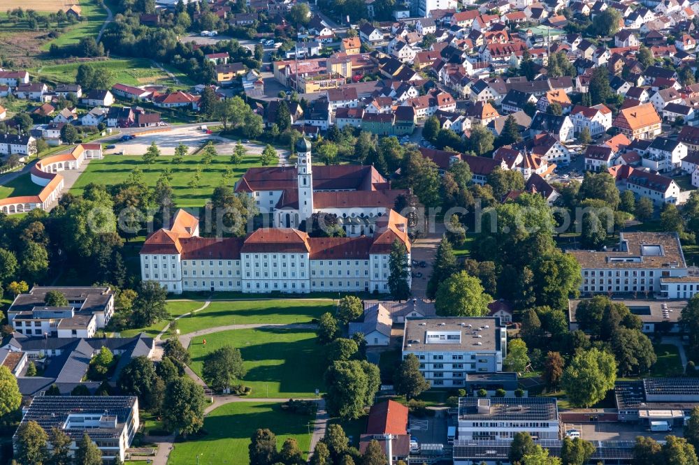 Aerial image Bad Schussenried - Complex of buildings of the monastery in Bad Schussenried in the state Baden-Wuerttemberg, Germany