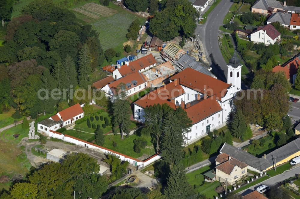Bakonybel from above - Complex of buildings of the monastery Szent MaurA?ciusz Monostor in Bakonybel in Wesprim, Hungary