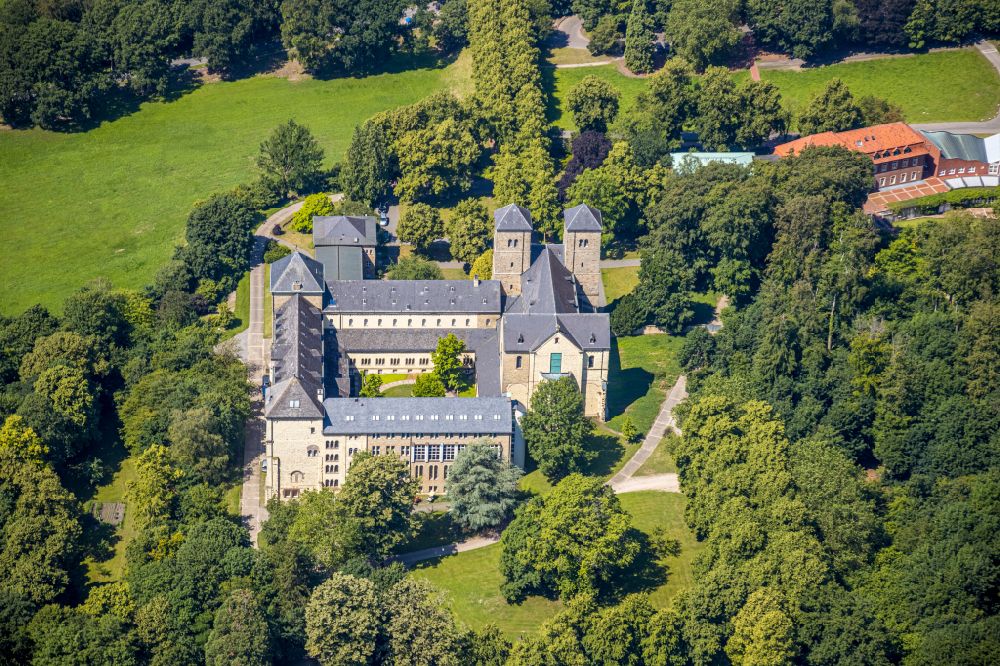 Billerbeck from above - Complex of buildings of the monastery Benediktinerabtei Gerleve in Billerbeck in the state North Rhine-Westphalia, Germany