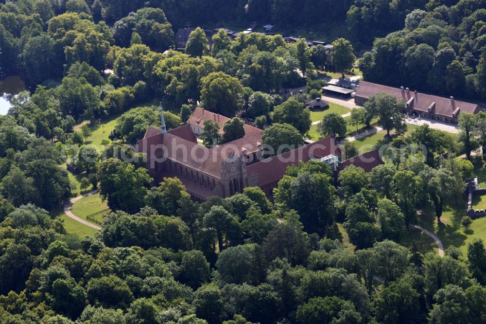 Chorin from the bird's eye view: Complex of buildings of the monastery in der Schorfheide in Chorin in the state Brandenburg