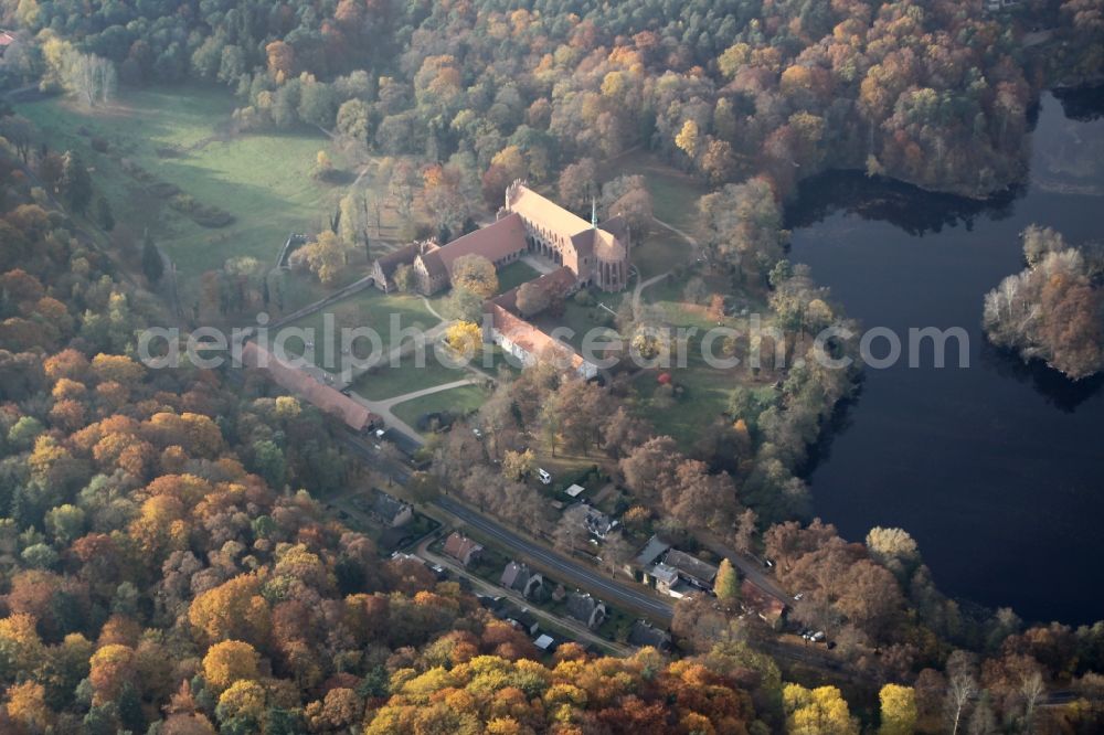 Chorin from the bird's eye view: Complex of buildings of the monastery in der Schorfheide in Chorin in the state Brandenburg