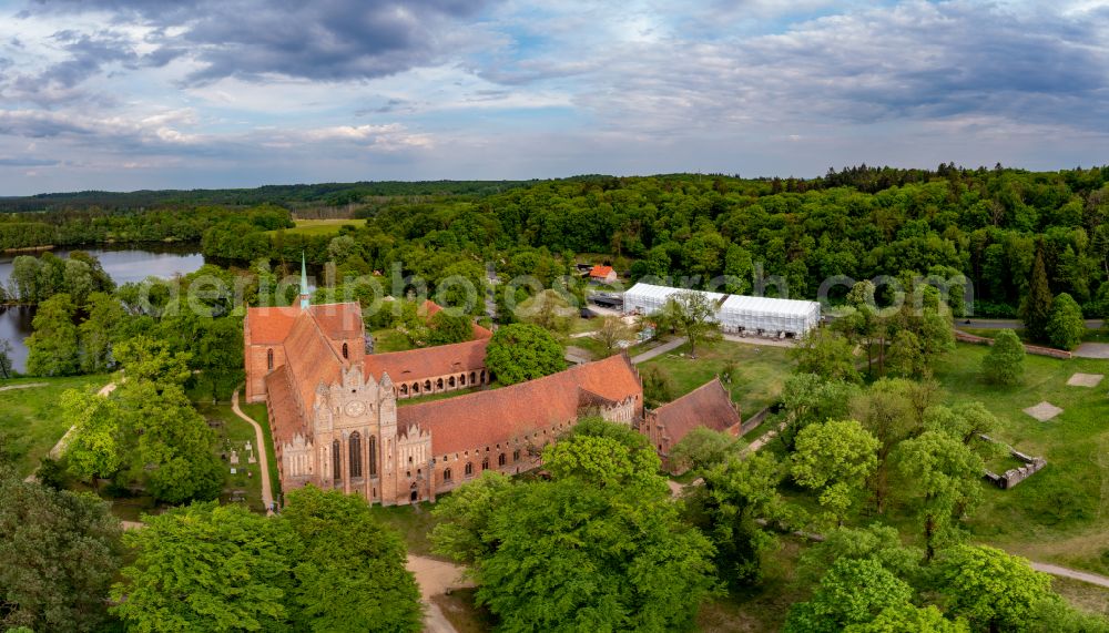 Chorin from above - Complex of buildings of the monastery in der Schorfheide in Chorin in the state Brandenburg